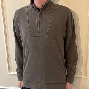 Gray Cotton Orvis 1/4 Zip Pullover Medium